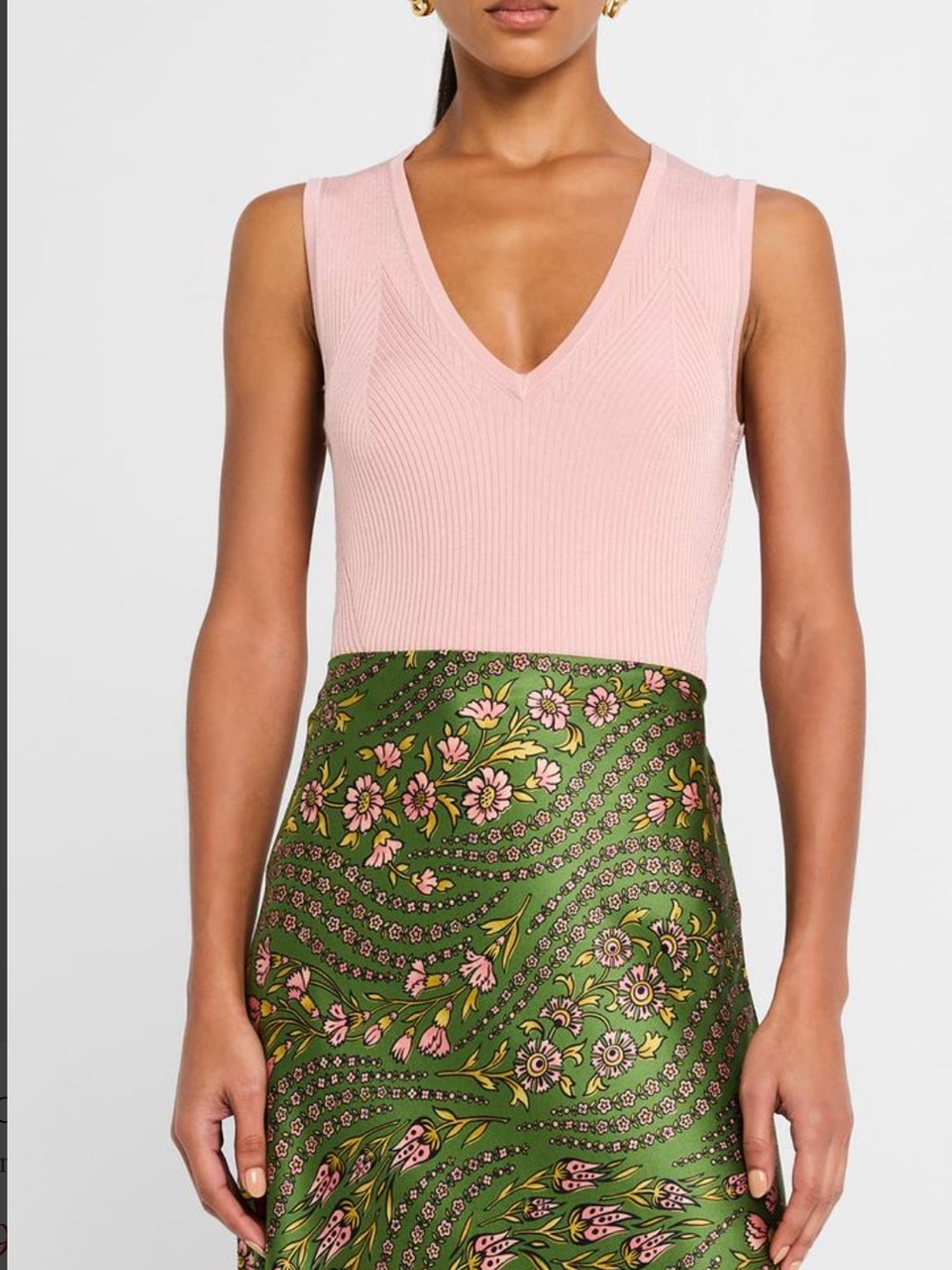 Veronica Beard Sid Sleeveless Ribbed Pullover Pink Clay Size XS